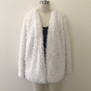 Puffy/shaggy cream coat